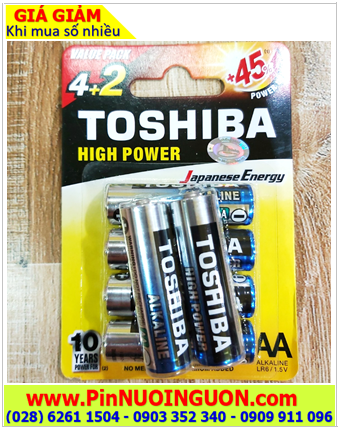 Toshiba LR6GCP BP6-2FPV; Pin tiều AA 1.5V Alkaline Toshiba LR6GCP BP6-2FPV (Loại vỉ 6viên)